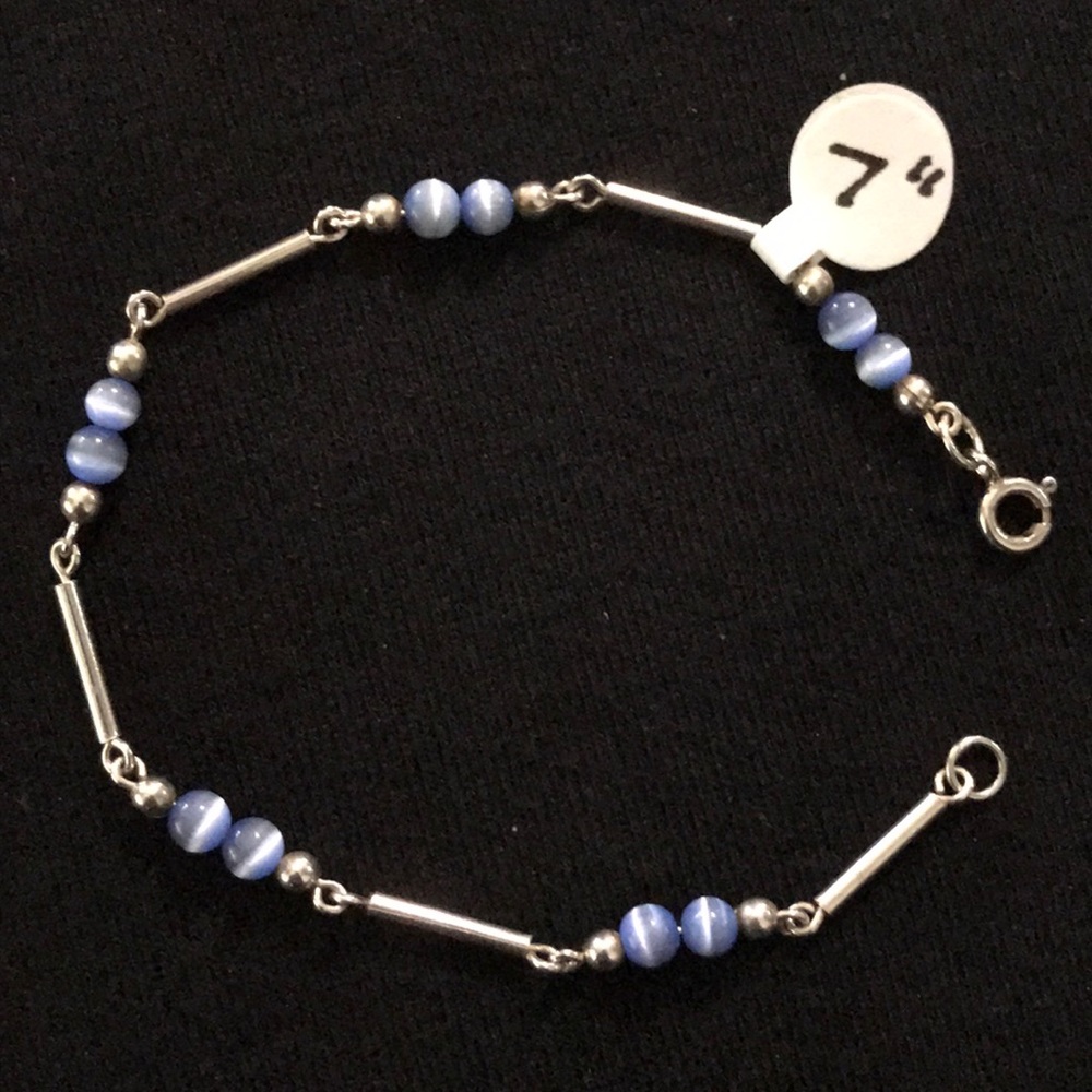 Cat Eye Sterling Silver Bracelet Size 7”
